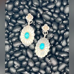 Native American Turquoise Concho Dangle Earrings